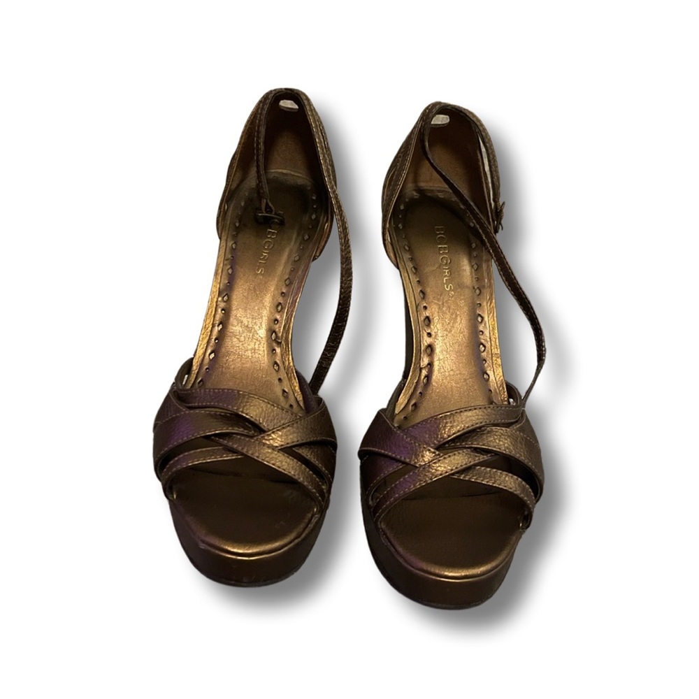 BCBGirls Bronze/Copper Wedge Heels - Size 9.5